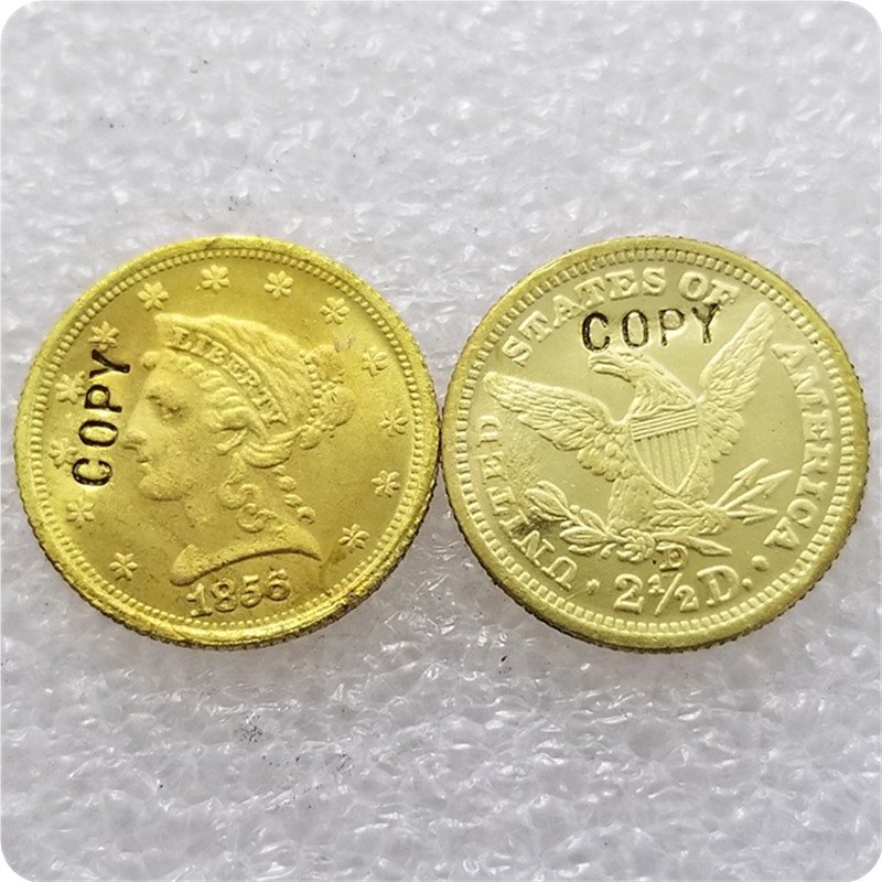 1 Pcs USA 1856-D Liberty $2.5 Quarter Eagle Gold Copy Coins For Collection