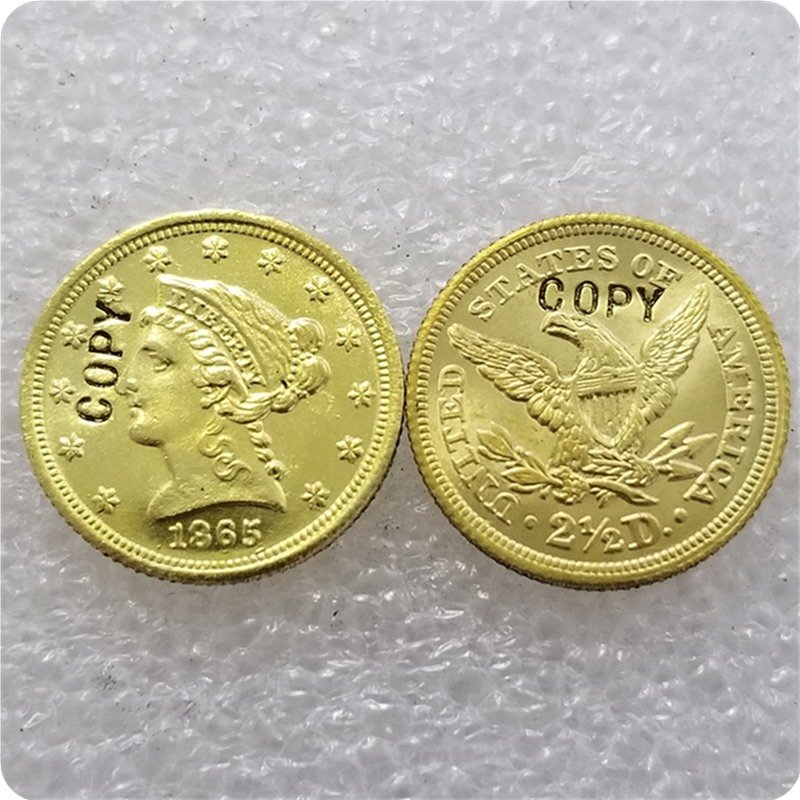 1 Pcs USA 1865 Liberty $2.5 Quarter Eagle Gold Copy Coins  For Collection