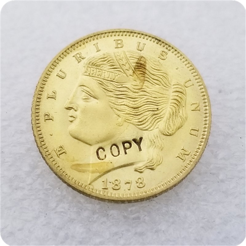 1 Pcs USA 1878 $5.00 "Double Hair Bands" Five Dollar Liberty Patterns Copy Coins For Collection