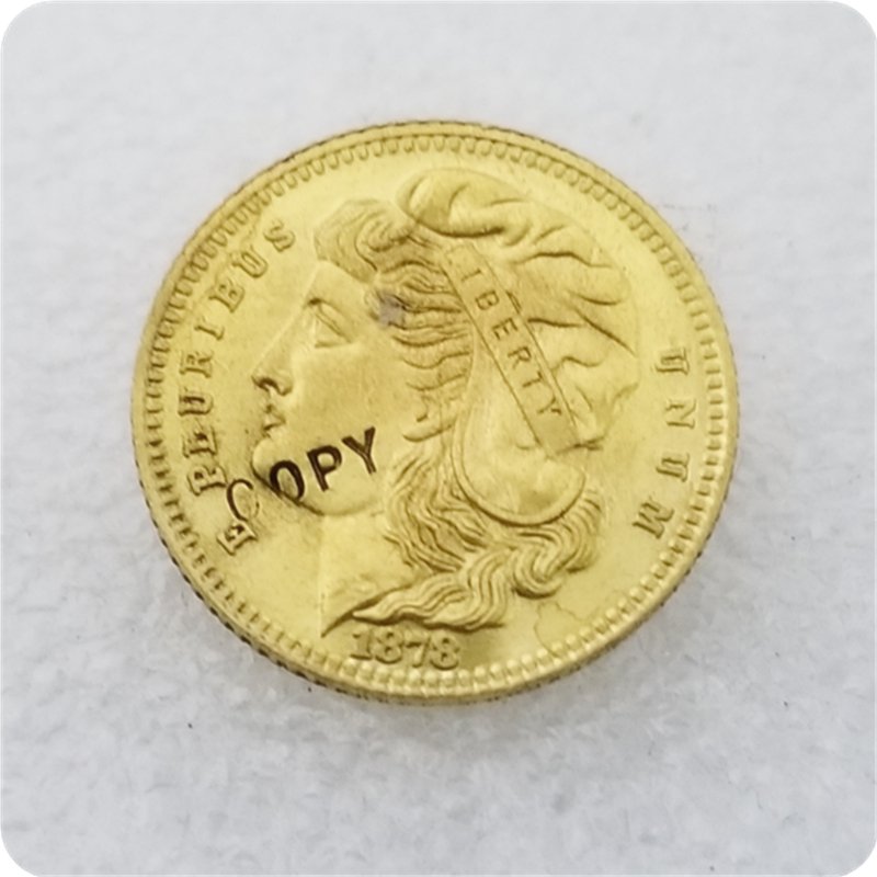 1 Pcs USA 1878 $5 Five Dollar Morgan Half Eagle Patterns Gold Copy Coins For Collection