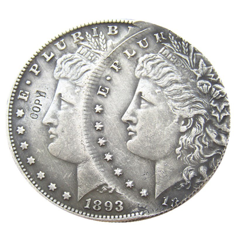 1 Pcs US 1893S Morgan Dollar Two Faces Error Silver Plated Copy Coin For Collection