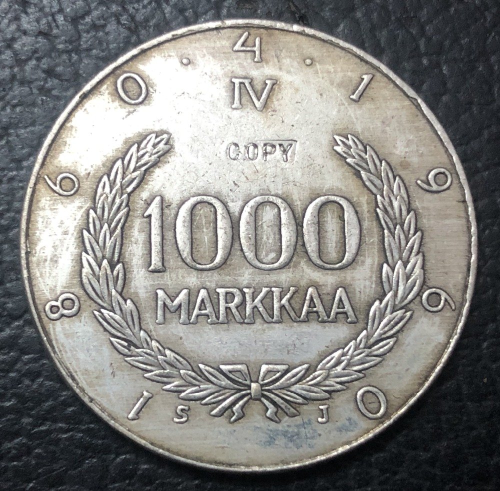 1960 Finland 1000 Markkaa Snellman Silver Copy Coin