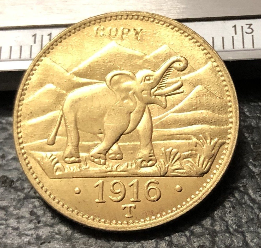 1916 German East Africa 15 Rupien-Wihelm Gold Copy Coin