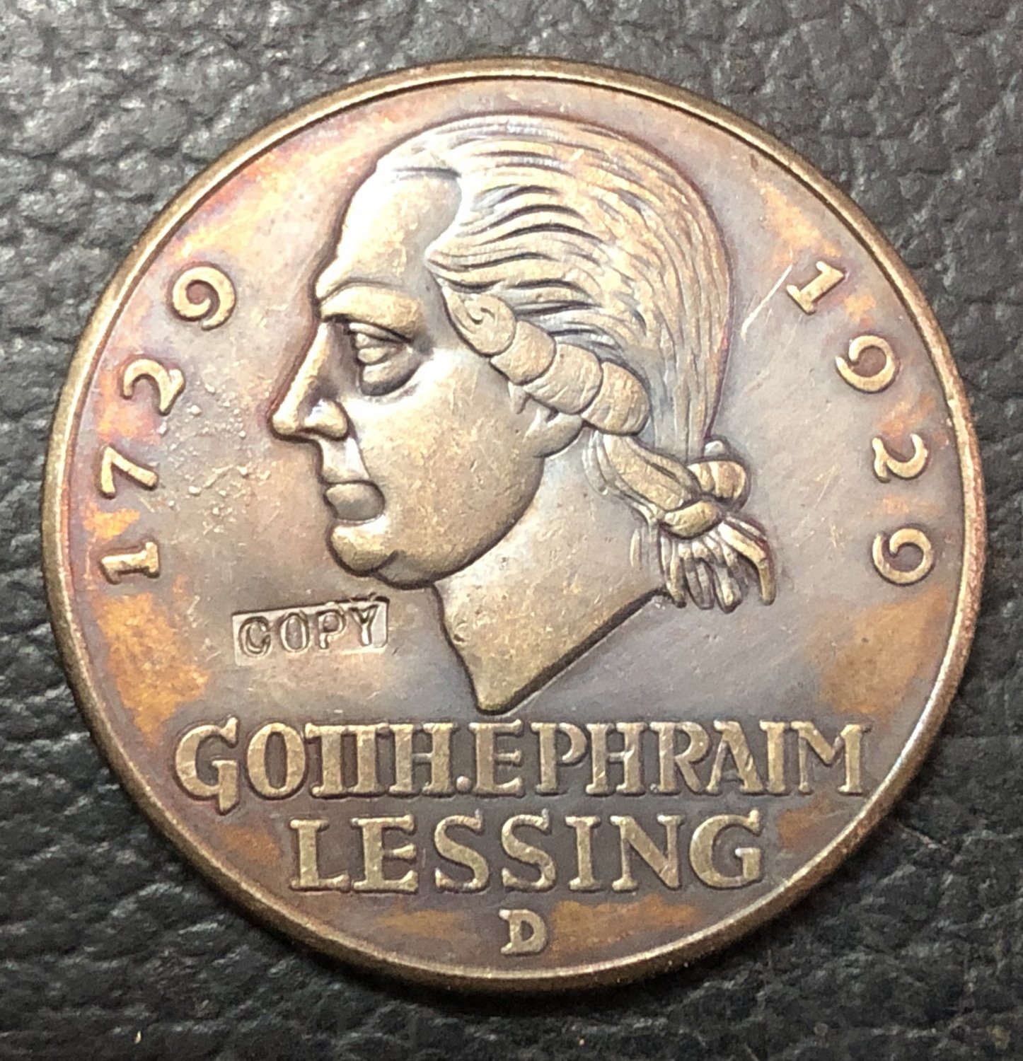 1929 Germany 3 Reichsmark Lessing Copy Coin