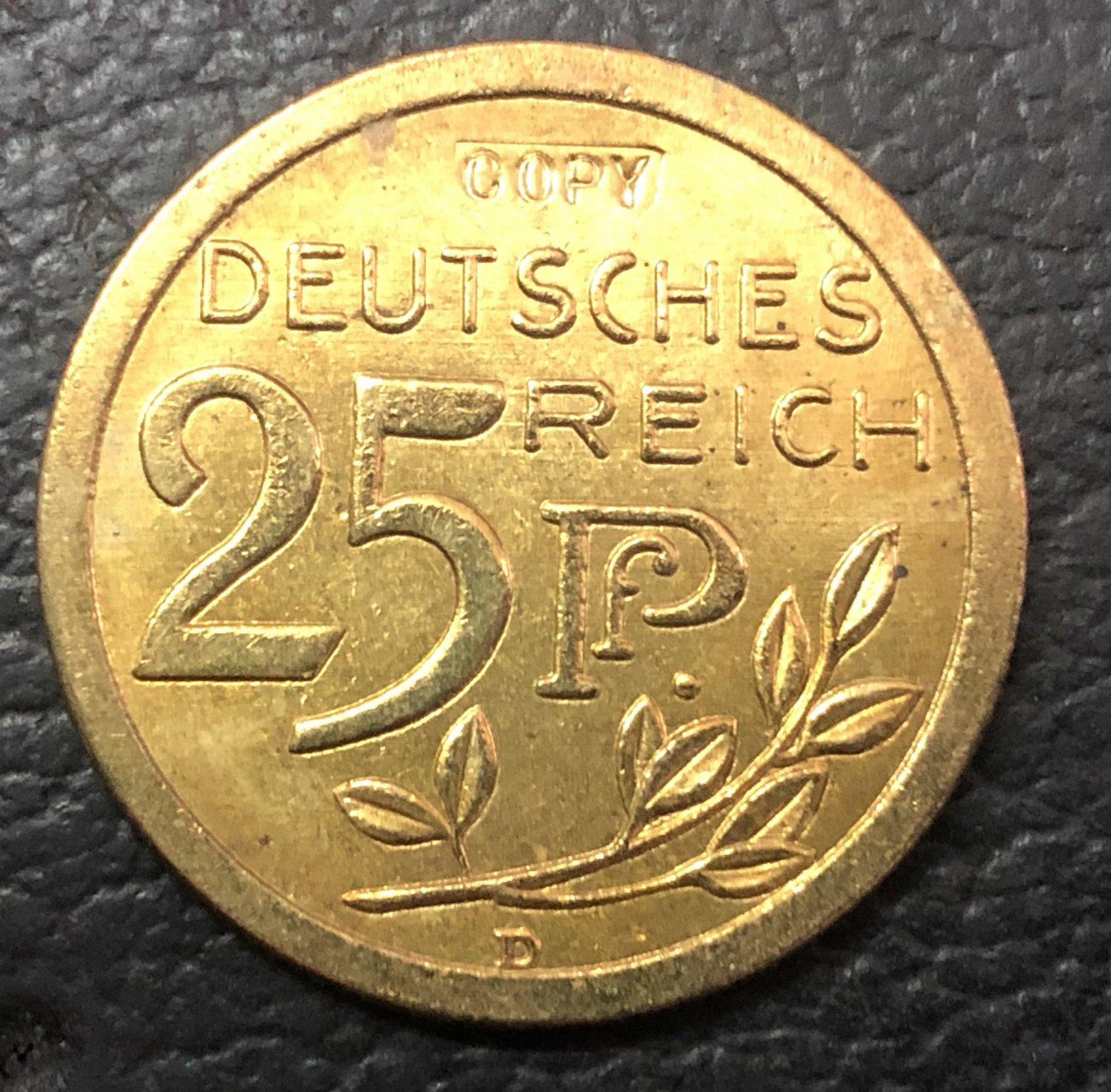 1908 Germany 25 Pfennig-Wilhelm II Trial strike Copper Copy Coin