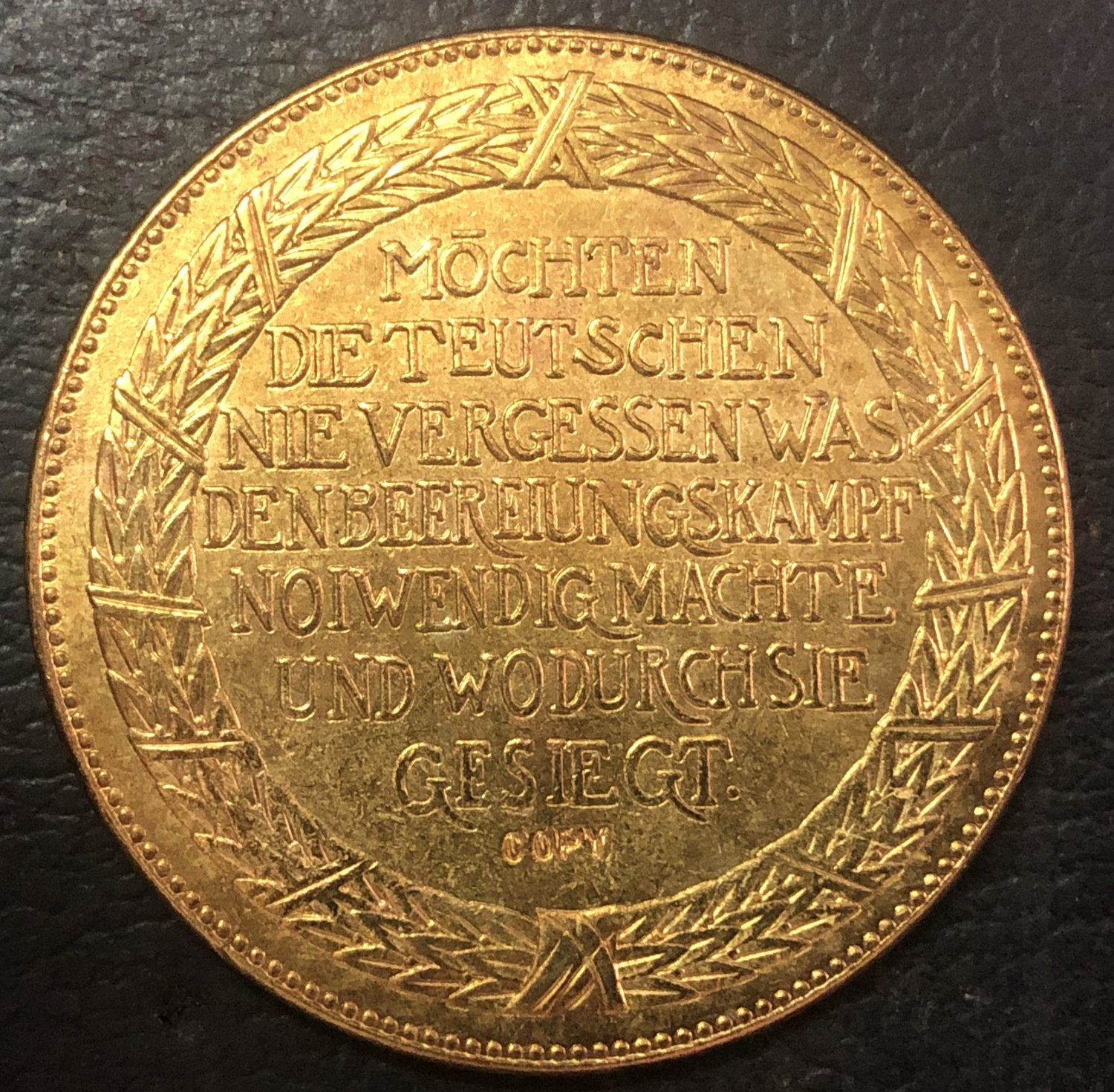 1913 Bronze Medal .Kyle Haim's Liberation hall Copy Coin 45mm