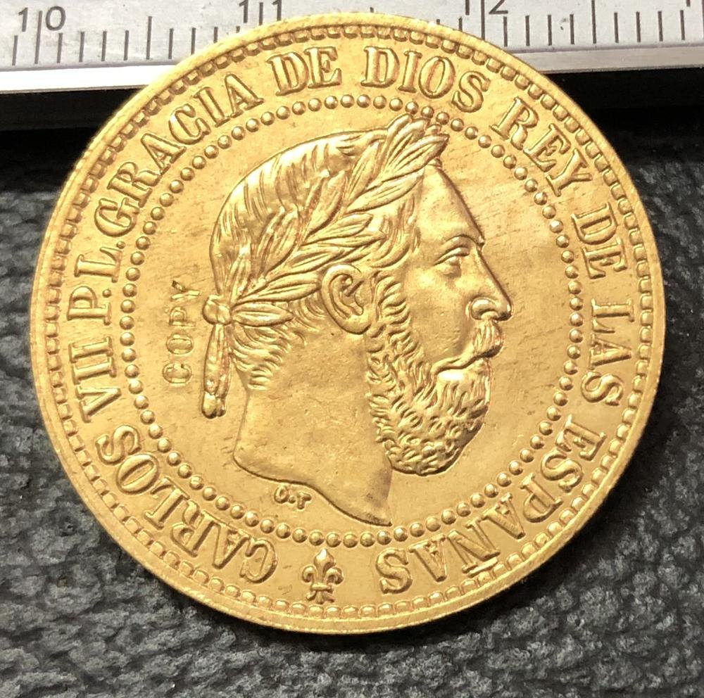 1875 Spain 5 Centimos-Carlos VII Copy Coin