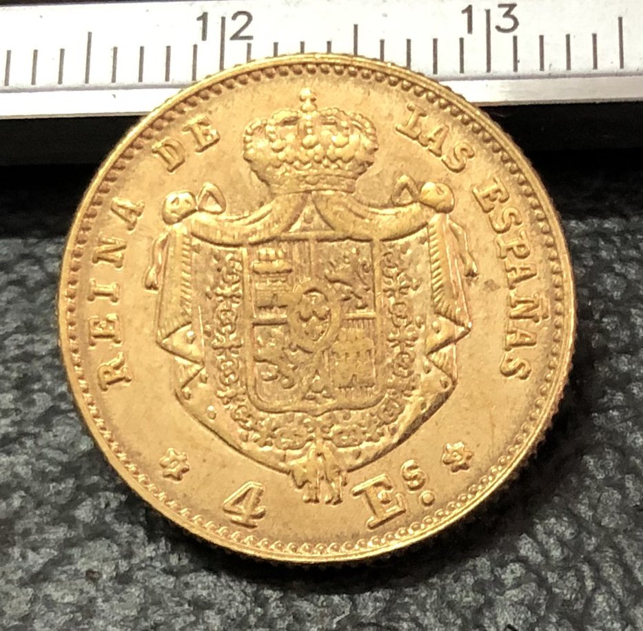 1868 Spain 4 Escudos-Isabel II Gold Copy Coin