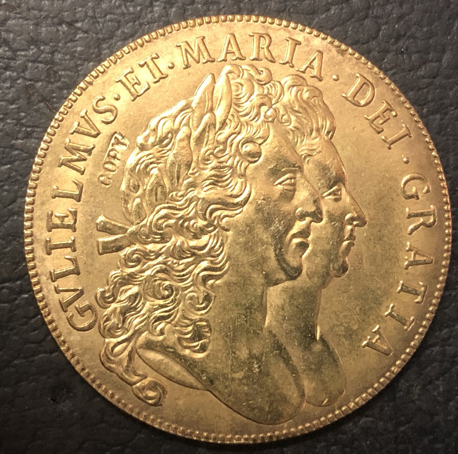 1691 England 5 Guineas - William & Mary .9999 pure Gold Plated Copy Coin