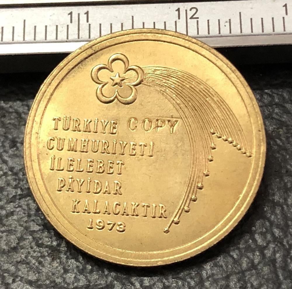1973 Turkey 500 Lira Republic Gold Copy Coin