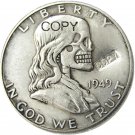 FK(02)Hobo Creative 1949 Franklin Silver Half Dollar Skull Zombie Copy Coins FK(02)Hobo Creative 1949 Franklin Silver Half Dollar Skull Zombie Copy Coins