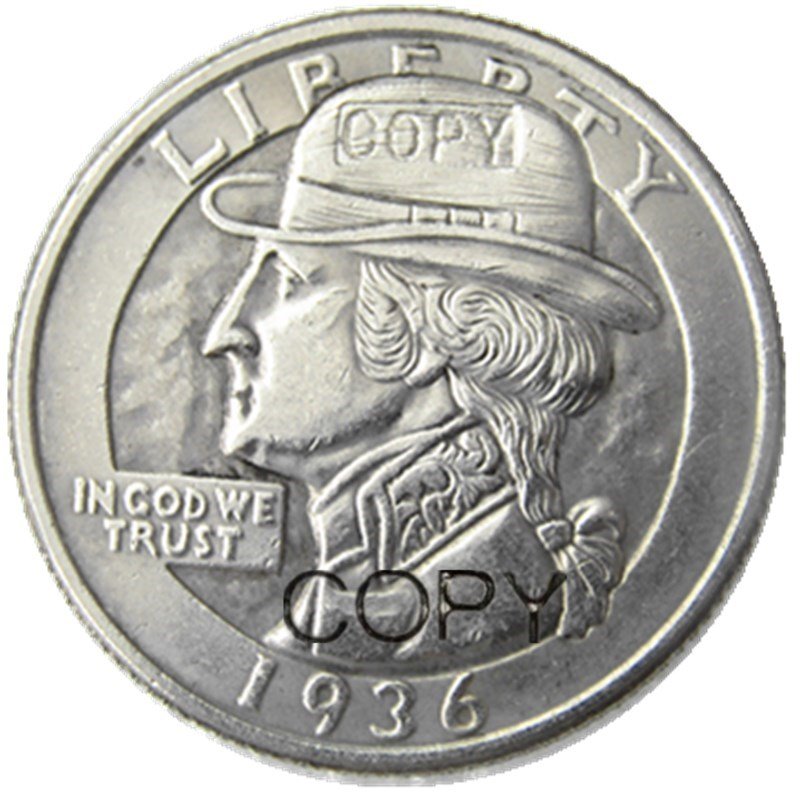 Hobo Creative 1936 Washington Quarter Dollars Skull Zombie Skeleton Hand Carved Copy Coins