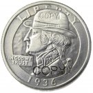 Hobo Creative 1936 Washington Quarter Dollars Skull Zombie Skeleton Hand Carved Copy Coins