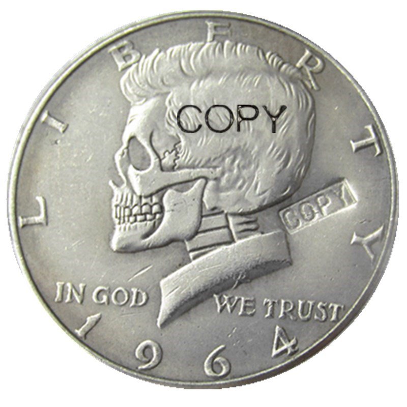Hobo Creative 1964 Kennedy Silver Half Dollar skull zombie skeleton hand carved Copy Coins