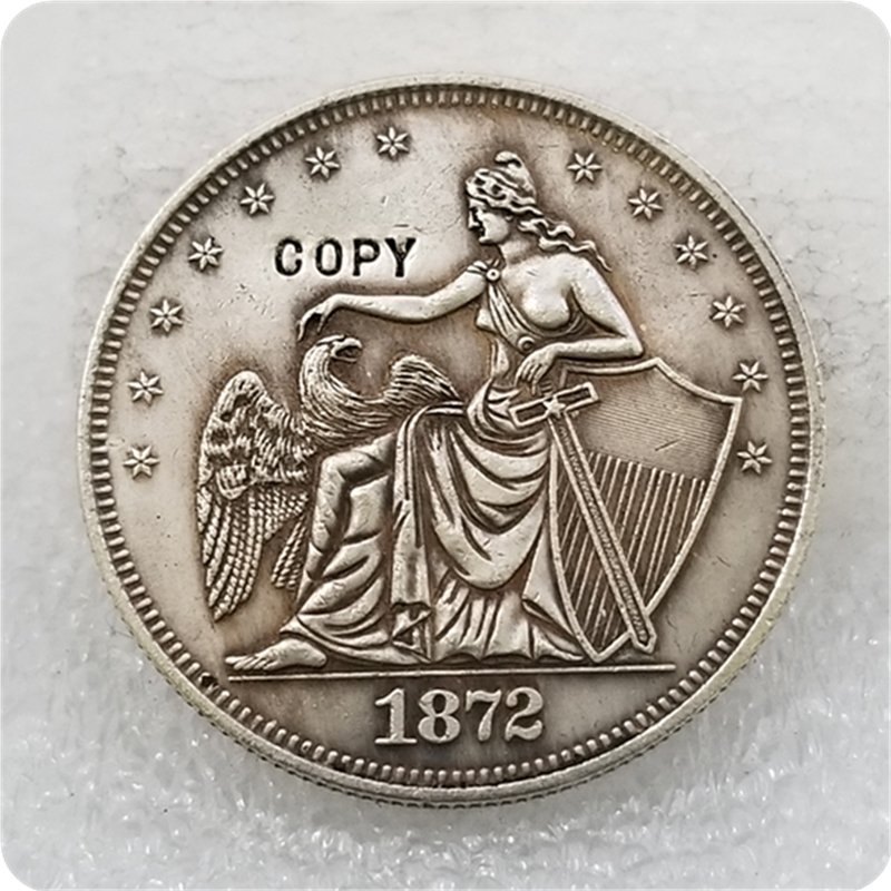 1872 Seated Liberty Shield & Eagle Half Dollar Copy Coin No Stamp