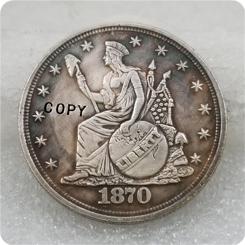 1870 Indian Headdress Dollar Copy Coin No Stamp
