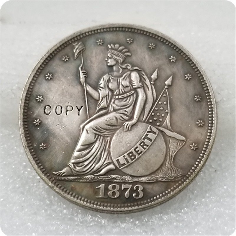1873 Seated Indian Headdress Trade Dollar Copy Coin No Stamp