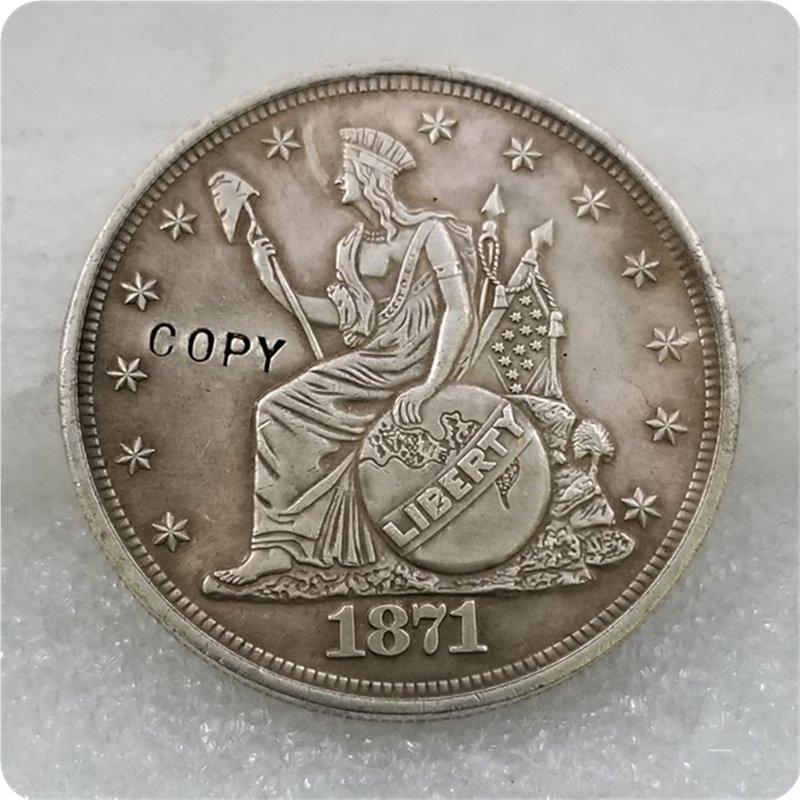1871 Indian Headdress Dollar Patterns Copy Coin No Stamp
