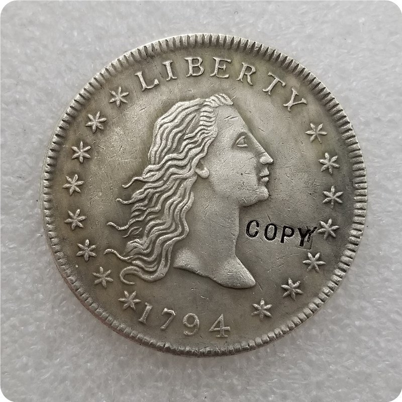 1794 Flowing Hair Dollar Copy Coin No Stamp