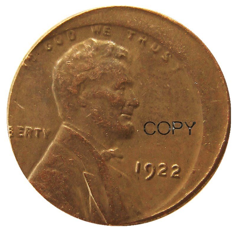 US 1922 One Cent Off-Center Error 100% Copper Copy Coin No Stamp