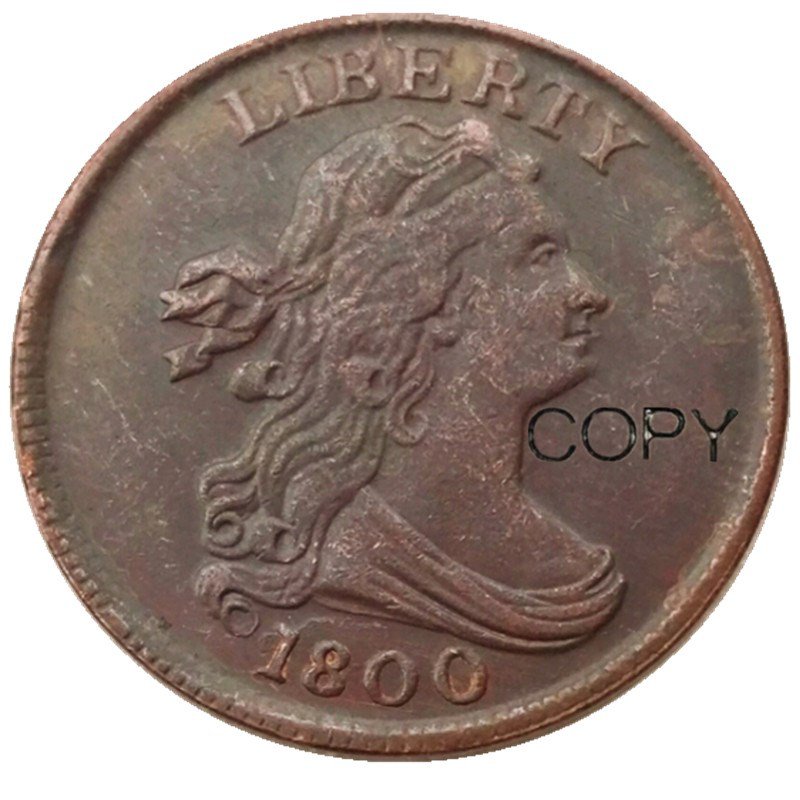 United States 1800 Draped Bust Half Cents 100% Copper Copy Coins No Stamp