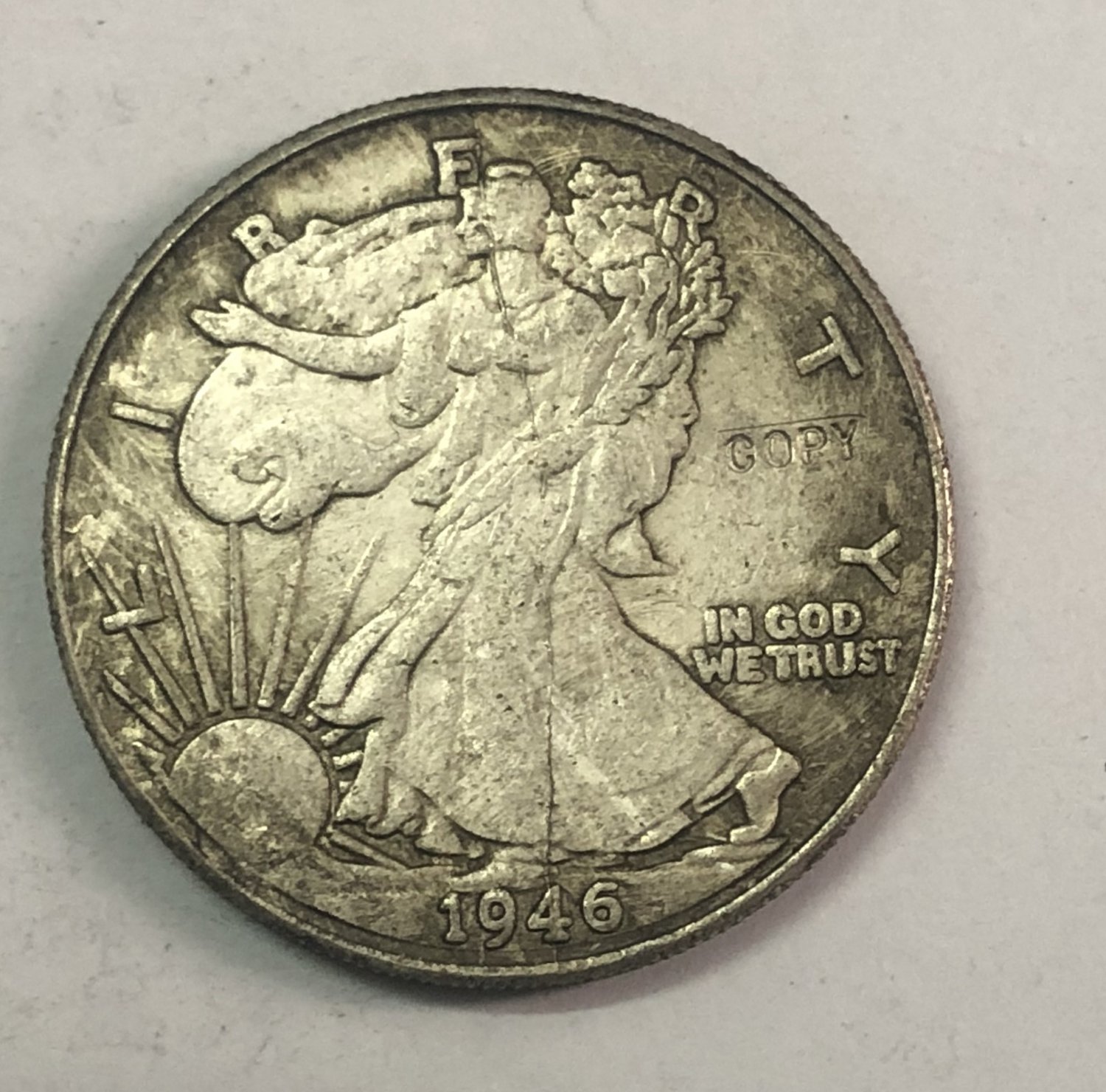 1946-D United States &Acirc;&frac12; Dollar "Walking Liberty Half Dollar" Copy Coin No Stamp