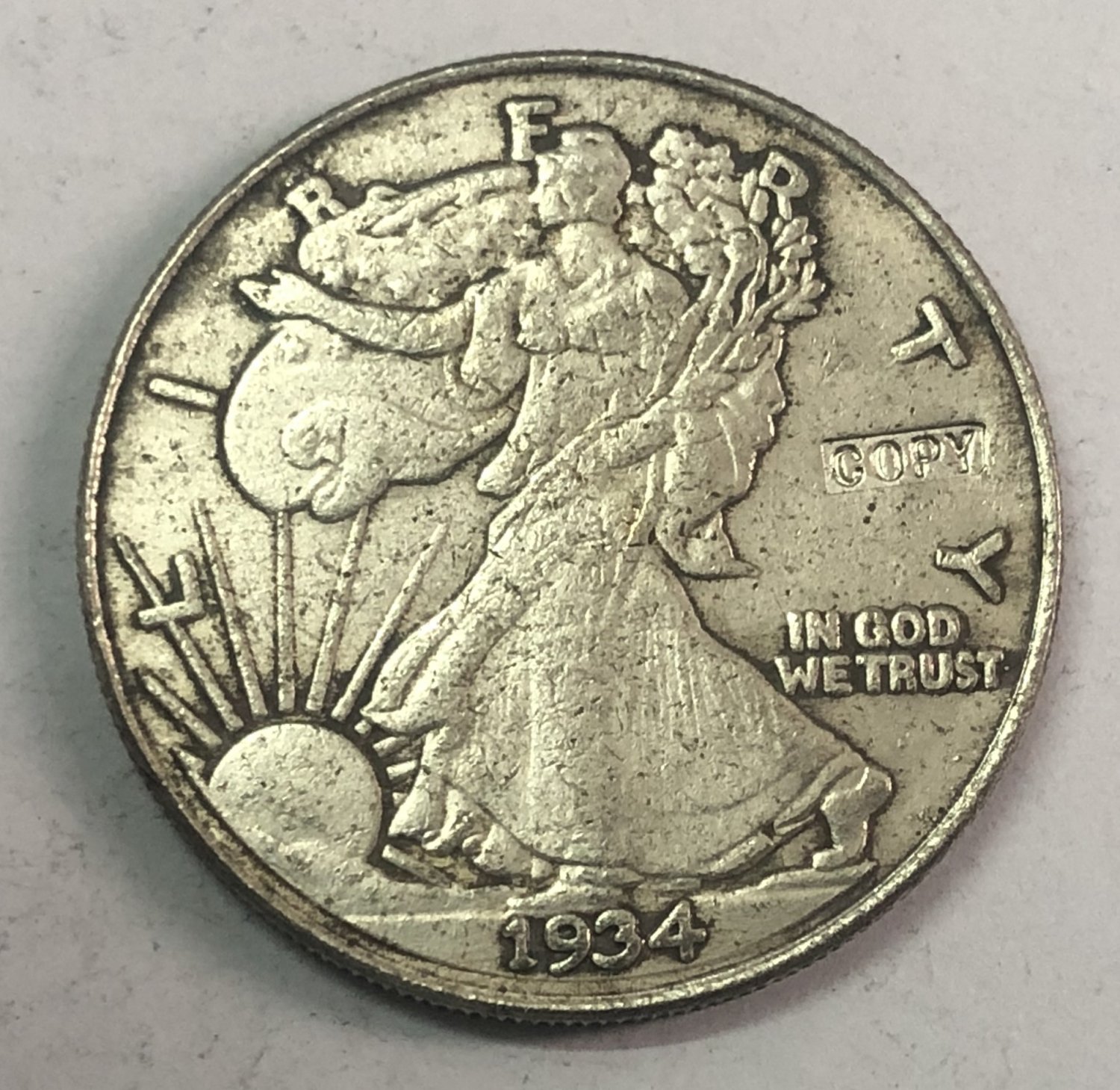 1934-S United States ½ Dollar "Walking Liberty Half Dollar" Copy Coin No Stamp