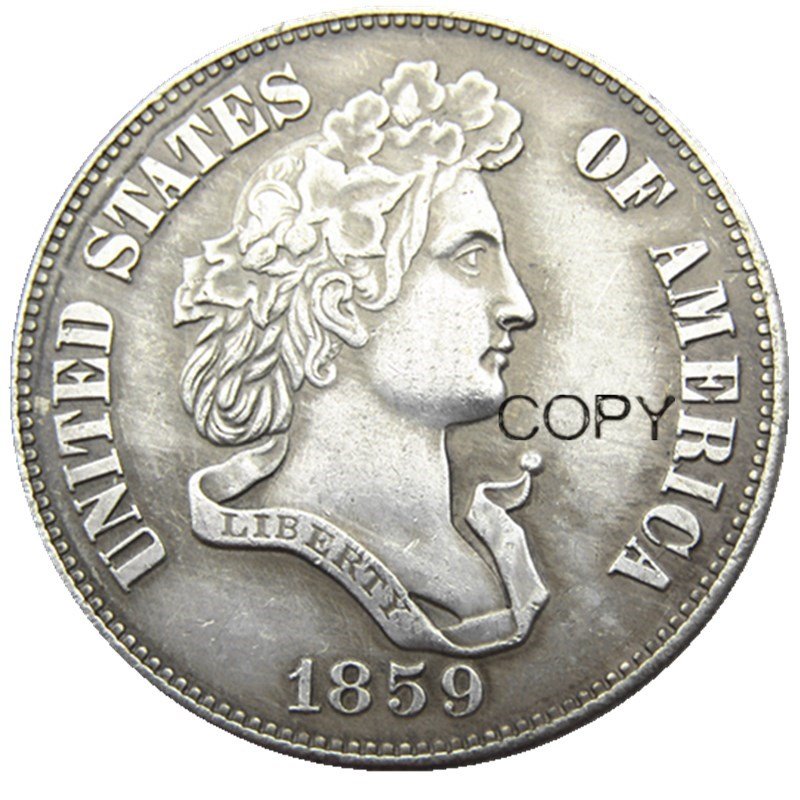 USA 1859 French Head Half Dollar Patterns Silver Plated Copy Coin No Stamp