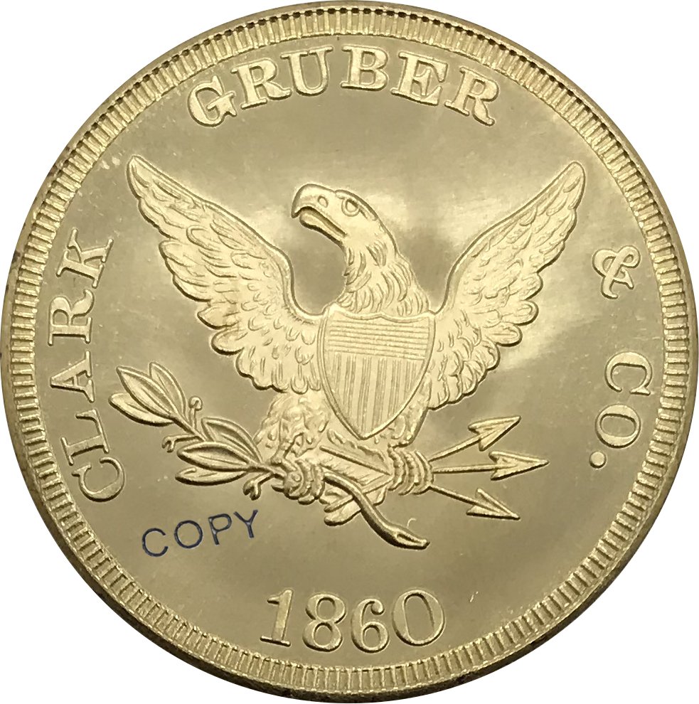 1860 United States $20 Denver 20 Dollar Brass Collectibles Gold Copy Coin No Stamp