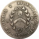 Argentina 1827 La Rioja 8 Reales Provincias Del Rio De La Plata Silver Plated Copy Coin