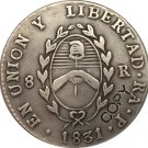 Argentina 1831 La Rioja 8 Reales Provincias Del Rio De La Plata Silver Plated Copy Coin