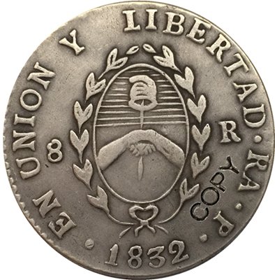 Argentina 1832 La Rioja 8 Reales Provincias Del Rio De La Plata Silver Plated Copy Coin