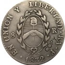 Argentina 1832 La Rioja 8 Reales Provincias Del Rio De La Plata Silver Plated Copy Coin