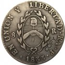 Argentina 1833 La Rioja 8 Reales Provincias Del Rio De La Plata Silver Plated Copy Coin
