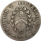 Argentina 1834 La Rioja 8 Reales Provincias Del Rio De La Plata Silver Plated Copy Coin