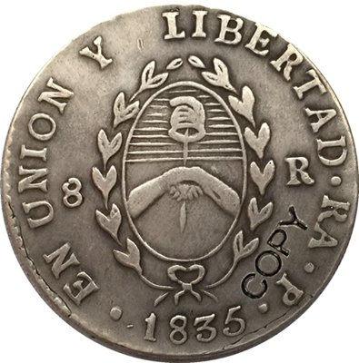 Argentina 1835 La Rioja 8 Reales Provincias Del Rio De La Plata Silver Plated Copy Coin