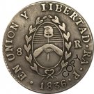 Argentina 1836 La Rioja 8 Reales Provincias Del Rio De La Plata Silver Plated Copy Coin
