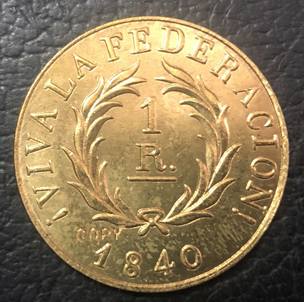 Argentina 1840 Buenos Aires 1 Decimo Real Copper Copy Coin