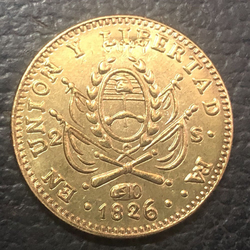 Argentina 1826 La Rioja 2 Escudos Provincias Del Rio De La Plata Gold Copy Coin