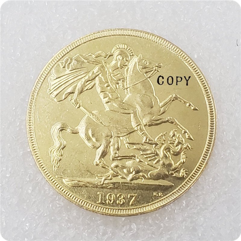 1937 UK Edward VIII Gold Five Pounds Copy Coin