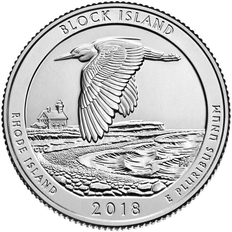 2018 US Rhode Island Block Island National Park Quarter Dollar Commemorative Copy Coin
