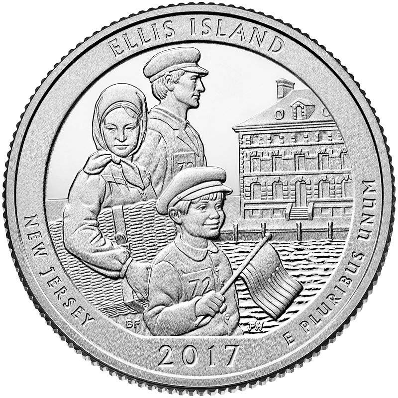 2017 US New Jersey Ellis Island National Park Quarter Dollar Commemorative Copy Coin