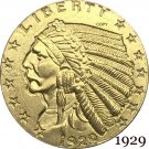 1929 US 2½ Dollars Indian Head Quarter Eagle 2.5 USD Gold Copy Coin