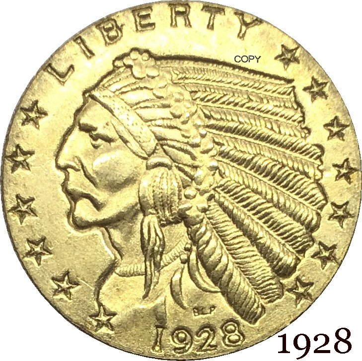 1928 US 2&Acirc;&frac12; Dollars Indian Head Quarter Eagle 2.5 USD Gold Copy Coin