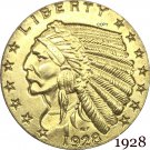 1928 US 2½ Dollars Indian Head Quarter Eagle 2.5 USD Gold Copy Coin