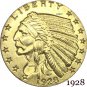 1928 US 2½ Dollars Indian Head Quarter Eagle 2.5 USD Gold Copy Coin