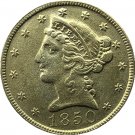 US 1850 Liberty Coronet Head Five Dollar Gold Copy Coins US 1850 Liberty Coronet Head Five Dollar Gold Copy Coins