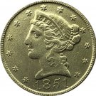 US 1851 Liberty Coronet Head Five Dollar Gold Copy Coins US 1851 Liberty Coronet Head Five Dollar Gold Copy Coins