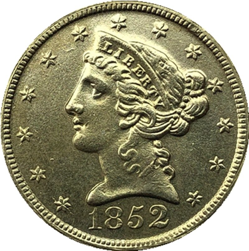 US 1852 Liberty Coronet Head Five Dollar Gold Copy Coins