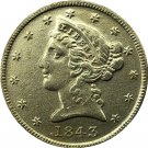 US 1843 Liberty Coronet Head Five Dollar Gold Copy Coins US 1843 Liberty Coronet Head Five Dollar Gold Copy Coins